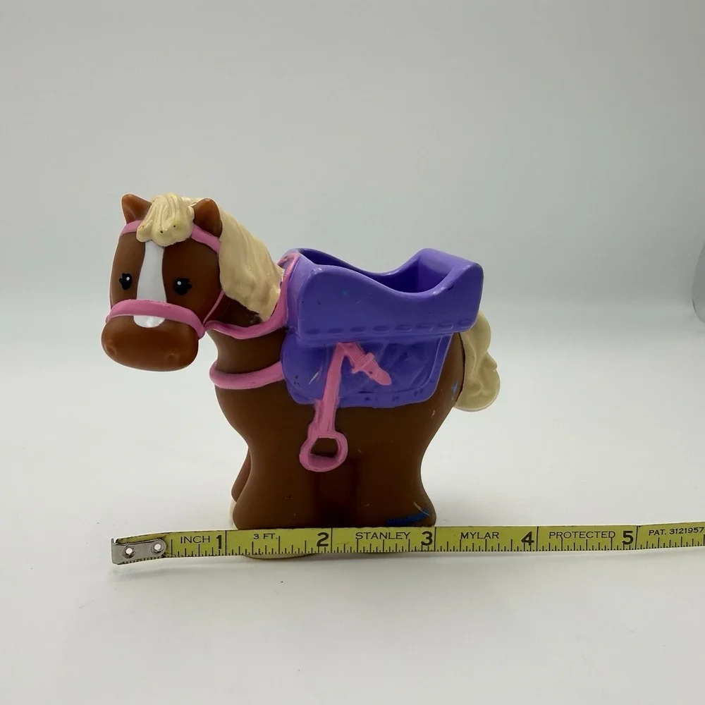 2010 Fisher Price Little People Jump N Ride Pony Pink Bridle‎ Purple Saddle HTF